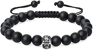 coai Semi Precious Gemstone Skull Bracelet for Men Women