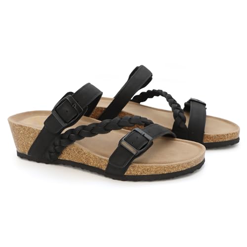 YOKI LORAYN-02 Strappy Sandals For Women With Braided Strap - Cork Sandal Featuring Double Buckle, Comfortable Open Toe Platform Sandals3