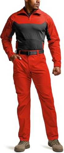 Image of CQR Men's Tactical Combat Shirt, 1 /4 Zip Long Sleeve Breathable Military BDU Training Top for Shooting, Hunting, Range Use