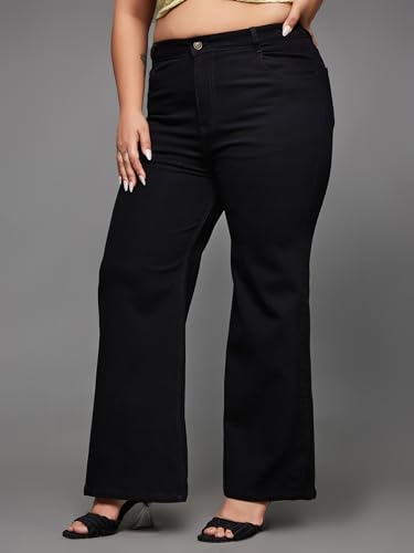 Image of Miss Chase A+ Women's High Rise Regular-Length Stretchable Denim Wide-Leg Shaping Jeans