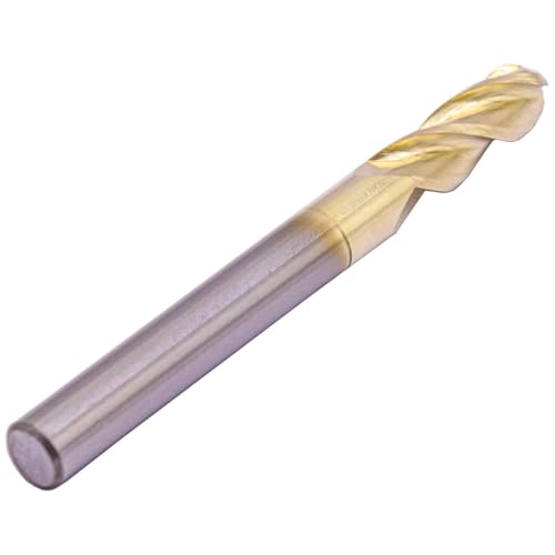 Image of 1 /4 inch 3 Flute Ball Nose Solid Carbide End Mill for Aluminum - ZrN Coated | 37 Degree Helix, 1 /4 inch Cutting Diameter, 1 /4 inch Shank Diameter, 3 /4 inch Length of Cut, 2-1 /2 inch Overall Length