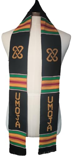 UMOJA Graduation Stole Sash, Black Kente Cloth