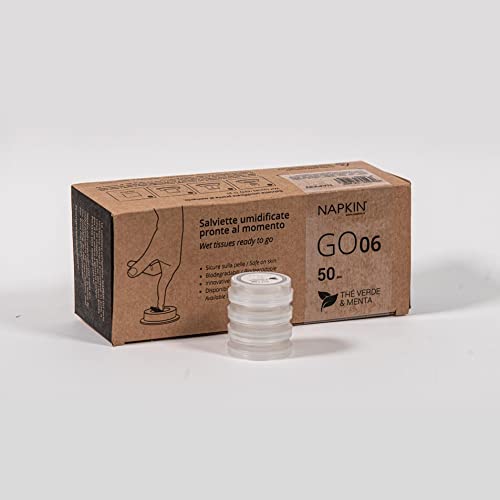 Napkin Creho Toallitas The Verde humedecidas GO 06, 100% Viscosa Natural y Biodegradable, Blanco, capsula, 50