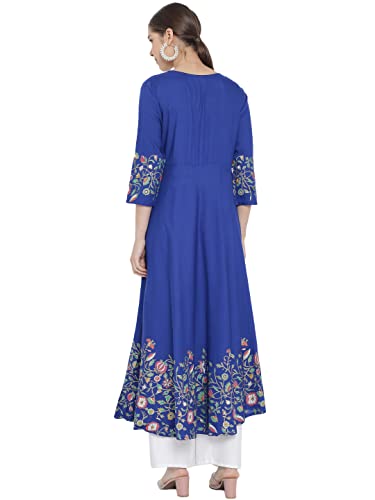 Image of Yash Gallery Women's Rayon Relaxed Fit Anarkali Kurti