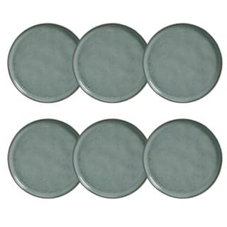 Kit 6 Pratos Raso Moderno 100% Porcelana 27 cm (Azul Perolado)