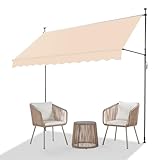 VINGLI Manual Retractable Awnings for Patio, 118'x118' Patio Awning Door Awning Exterior Adjustable Door Canopy with UV Protection for Backyard, Garden, Balcony (Beige, 47' roll Out)