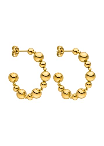 Purelei Terra Hoops Ohrringe – Edelstahl 18K vergoldet – Wasserfest – Runder Kugel-Look - Durchmesser 30 mm – Eleganter Schmuck für Damen – Ansicht 1