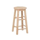 Linon Zeke Unfinished Solid Wood Backless Round Counter Stool with 24 Inch Seat Height