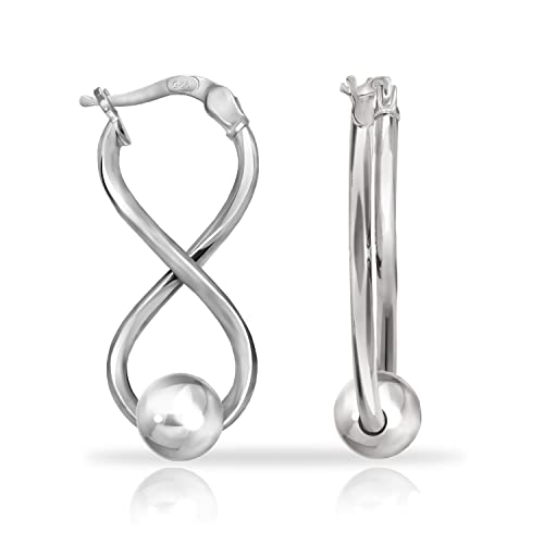 Hoops & Loops 925 Sterling Silver Infinity Figure Eight 8 Bead Twisted Click-Top Drop Earrings For Women #TOP2