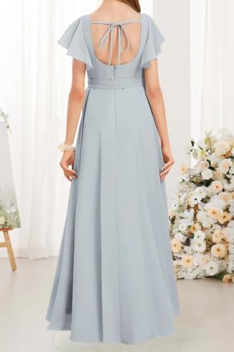 Short Sleeves Junior Bridesmaid Dresses for Wedding Chiffon Flower Girl Dress for Wedding Party Pageant Gown3