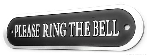 Placa de sino de alumínio Will, marca da loja da família, acabamento escovado, 14 x 3 cm, Black&silv