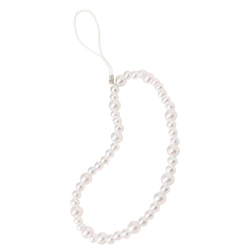 Staqlo Pearl Beaded Phone Charm Wrist Strap Handmade Digital Camera Wristlet Chain Lanyard for Cell Phone Case Keychain Wallet Bag Women Anti-Loss Beaded Bracelet Compatible with iPhone 17 Pro Max 16 15 Samsung Pixel