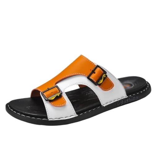 Leather Slippers for Men Slides Male Sandals Beach Outsides Shoes Sandals Outside Shoes(43 Code)