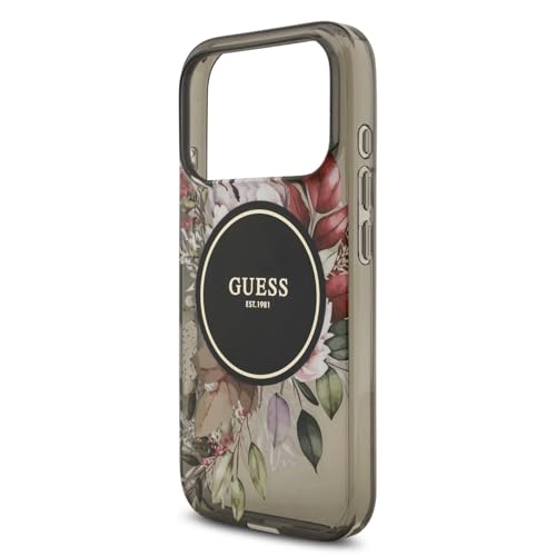 Protection MagSafe iPhone 17 Pro Max Guess noire finition IML de luxe et perles