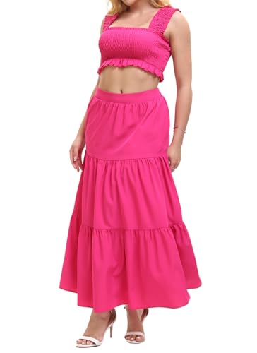 Image of Women's 2 Piece Beach Skirts Sexy Party Dress Crop Top and Long Skirt Sets