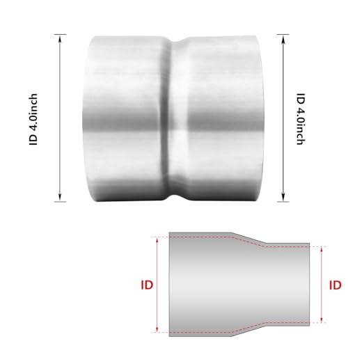 Image of A-KARCK Exhaust Adapter Connector 4 inch ID to 4 inch ID, Exhaust Pipe Reducer 4 inch Overall Length 304 Stainless Steel