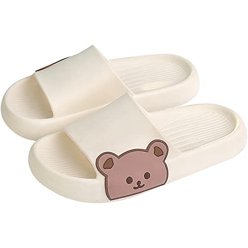 JHTPSLR Kawaii Bear House Slippers for Women Teen Girls Cute Summer Slides Sandals Shower Slippers for Indoor Home Bedroom Outdoor Beach Pool Spa Soft EVA Comfortable Non-slip