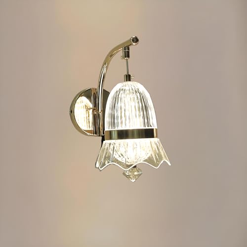 Image of FILLISKA Luxurious Acrylic Crystal Wall Lamp with Adjustable Colour Changing Function, Elegant Finish (Acrylic FrenchGold-61656)(1 Year Warranty)
