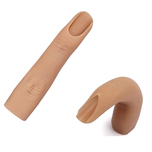 Ppvwey 2 Pieces Silicone Practice Fingers For Acrylic Nails Bendable Nail Training Finger Mannequin Life Size Silicone Training Fingers For Diy Nail Art (3#-2Pcs) #TOP1