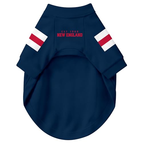 Image of New England Dog Clothes Jersey Style Personalized Pet T Shirt with Custom Name Number for Small Medium Large Dogs