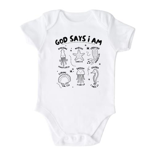 Image of God Says I am Ocean Fish Shirt Custom Baby Bodysuit Unisex Baby Announcement for Mom Newborn Outfit