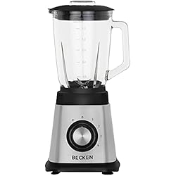 Batidora Vaso Mandine Mbl600M1 Becken Batidora de Vaso, Jarra de Cristal, 1.5L, 1000W, Acero Inoxidable