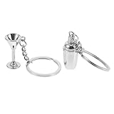 HEALEEP Llaveros Creativos de Metal 2 Piezas Colgantes de Coctelera y Copa, Decoración para Mochilas Escolares y Bolsos, Accesorio Divertido para Colgar y Obsequio Infantil