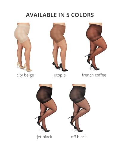 Image of MeMoi Plus Size Curvy Control Top Pantyhose for Women, Comfortable Sheer Pantyhose, Lightweight Womens Stockings, Sizes 1X-QP