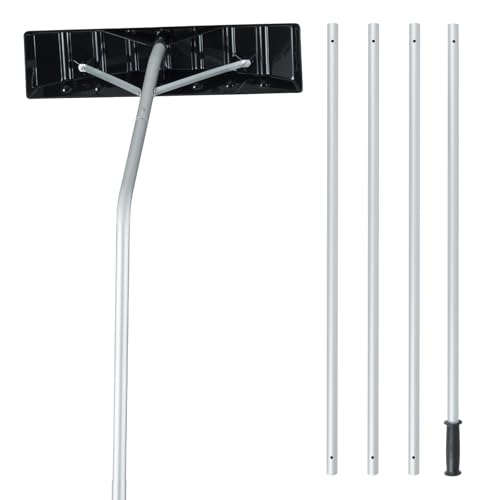 COSTWAY Schneeschieber Dach, Schneeschaufel, Schneeräumer mit Kunststoffklinge, Teleskopstange, Dachräumer, Dachschneeräumer