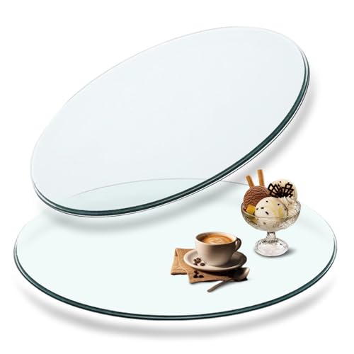 HOUKOIKBUG Plateau Rond De Table en Verre Trempé 28 36 48 55cm Plateau en Verre Rond Transparent pour Le Plateau De Table De Remplacement De Table(280mm(11in))