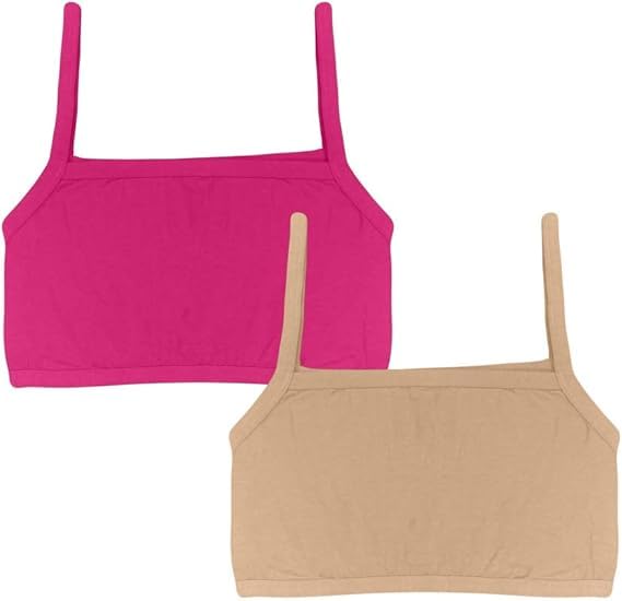 OK INTERPRISES Solid Beginner Bras for Girls/Kids Half Slip & Camisole Pack of 2 (Pink-Skin)