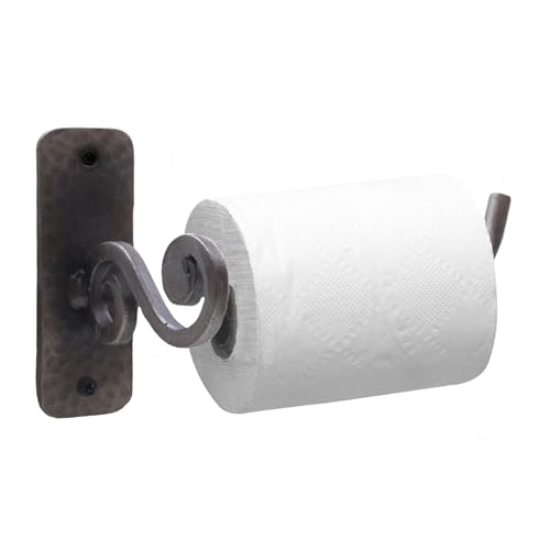 The Metal Magician Handmade Iron Wall Mount Toilet Paper Holder - Durable & Aesthetic Toilet Paper Roll Holder for Bathroom - Modern Farmhouse Bathroom Decor - (Decorative Spiral) - (Antique Nickel)