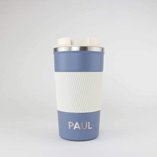 cribstar Personalised Engraved Insulated Travel Mug | Stainless Steel Tumbler | Double-Walled Tea/Coffee Cup | Leak-Proof & Reusable | Keeps Drinks Hot 12h / Cold 24h | Thermal Mug (Whale Blue 510ml)