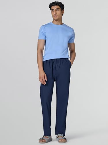 Image of XYXX Zen Cotton Solid Drawstring Pyjamas for Men | Relaxed Fit Lounge Pants with Side Pockets