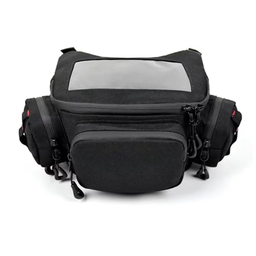 Bolsa frontal motocicleta deportiva impermeable roja con pantalla táctil para manillar