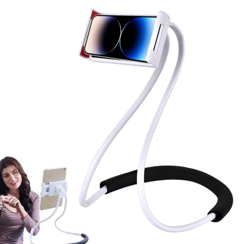 Soporte para teléfono móvil UIEXAY para cama, soporte universal para smartphone, para colgar del cuello, soporte flexible para teléfono móvil, rotación libre DIY para múltiples funciones (blanco)