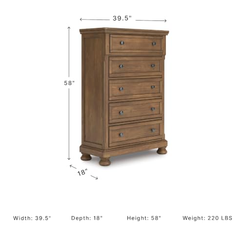 Image of Signature Design by Ashley Glarrison Wood 5 Drawer Tall Chest of Drawers