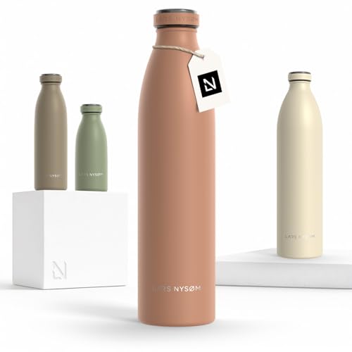 Image of LARS NYSOM Stainless Steel Insulated Water Bottle 12oz 17oz 25oz 34oz 51oz | Insulated Thermo Flask for Hot and Cold Beverages | Leakproof Drinking Bottle (Blush Rose, 33.9 oz)