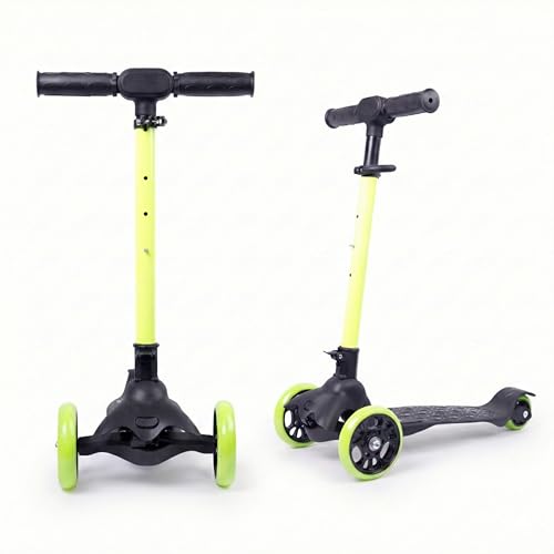 Image of STREETJAM Komiks Kids Kick Scooter for 3-12 Years, Tilt & Turn Safety Lock (1st Time in India), BIS Approved, Lean-to-Steer, Wide Deck, Adjustable Height, Up to 35 kg Load (Black with Neon Green's)
