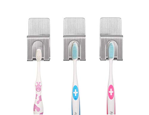 Toothbrush Holder - 3 Pack 5/16 Inch Aperture with Self Adhesiv Wall Mounted Toothbrush Holders for Bathrooms