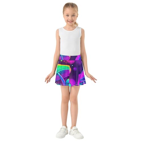 Joisal Girls Skorts Athletic Shorts Tennis Skirts for Kids Breathable School Skirt Mushrooms Neon Colors 3t3