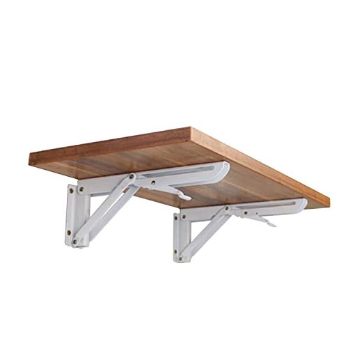 Supports d’étagères pliants pour montage mural, triangles en acier laminé, pour étagère pliante avec bras de déblocage court, charge maximale : 60 kg - #81223 - Lot de 2