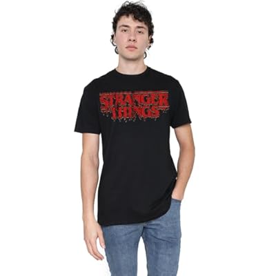 Stranger Things Retro Drippy Logo Unisex T Shirt, Black, X-Large | Ya disponible en tu tienda friki favorita! En mundofriki.es!