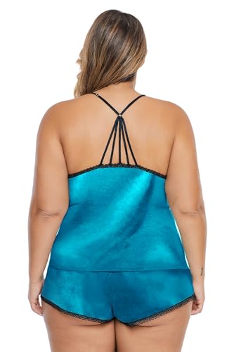 Image of Women Plus Size Pajamas Cami Shorts Set Nightwear Sexy Lace Lingerie Sleepwear