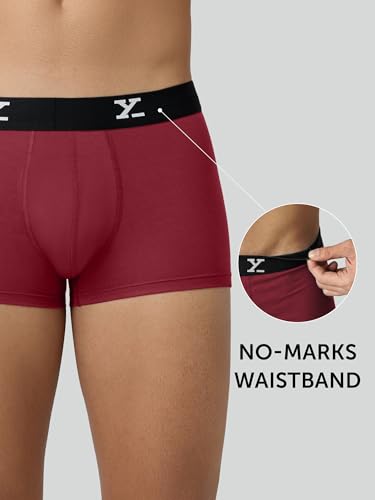 Image of XYXX Men's Underwear Ace IntelliSoft Antimicrobial Micro Modal Trunk Pack of 2 (Rio Red;Black; L)