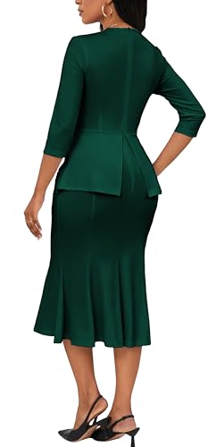 Image of Elegant Church Dress for Women Midi Dresses Work Wear Vintage Pencil Dress for Business Casual Outfits
