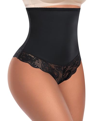 Tummy Control Thong Shapewear for Women High Waisted Body Shaper Panties Lace Shaping Thong Girdle