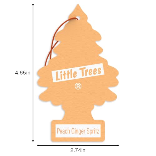 Image of LITTLE TREES Car Air Freshener | Hanging Tree Provides Long Lasting Scent for Auto and Home | 24 Air Fresheners |Peach Ginger Spritz