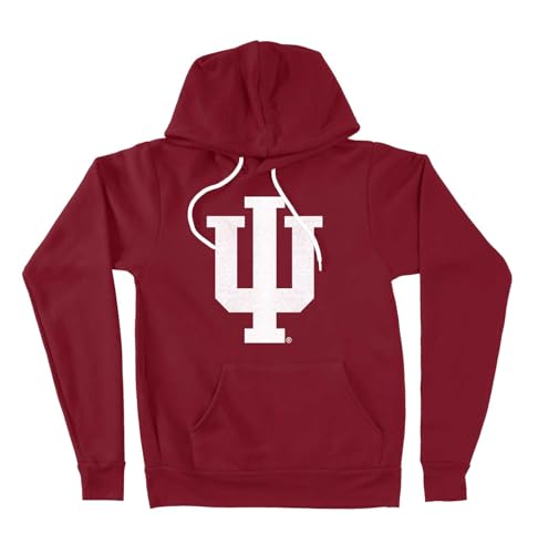 Nudge Printing Indiana University Apparel Crimson Red IU Hoosiers Trident Logo Hoodie Premium Super Soft Hooded Sweatshirt Comfy Fleece Pullover for Men and Women (Small)