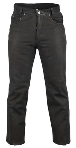 MDM Lederjeans Bikerjeans Western Nubuk Leder schwarz Motorradjeans Hose Lederhose (40)